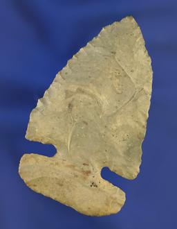 Archaic Thebes Bevel that is thin and well patinated found in Montgomery County Ohio..