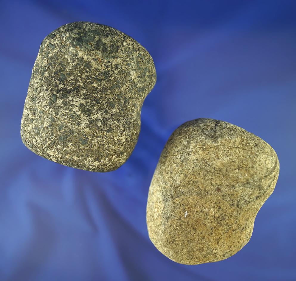 Pair of well styled 3/4 Grooved Hammerstones. Largest is 2 3/4". Found in Michigan