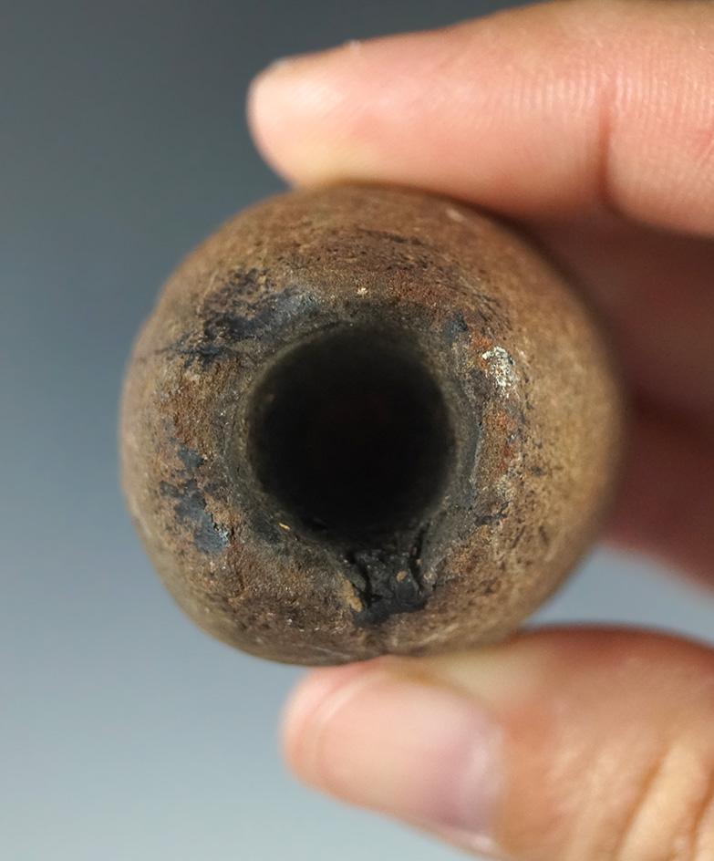 2 1/8" tall Sandstone Pipe that is heavily patinated found in southern Ohio.