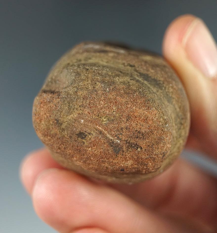 2 1/8" tall Sandstone Pipe that is heavily patinated found in southern Ohio.