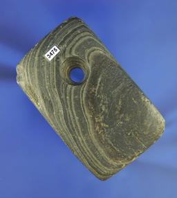 Very heavily patinated 3" Rectangular Pendant made from green banded slate - Darke Co.,  Ohio.