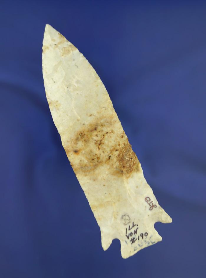 Large 5 5/16" Etley Knife - St. Charles Co.,  Missouri with restoration to one ear. Ex. Jerry Dickey