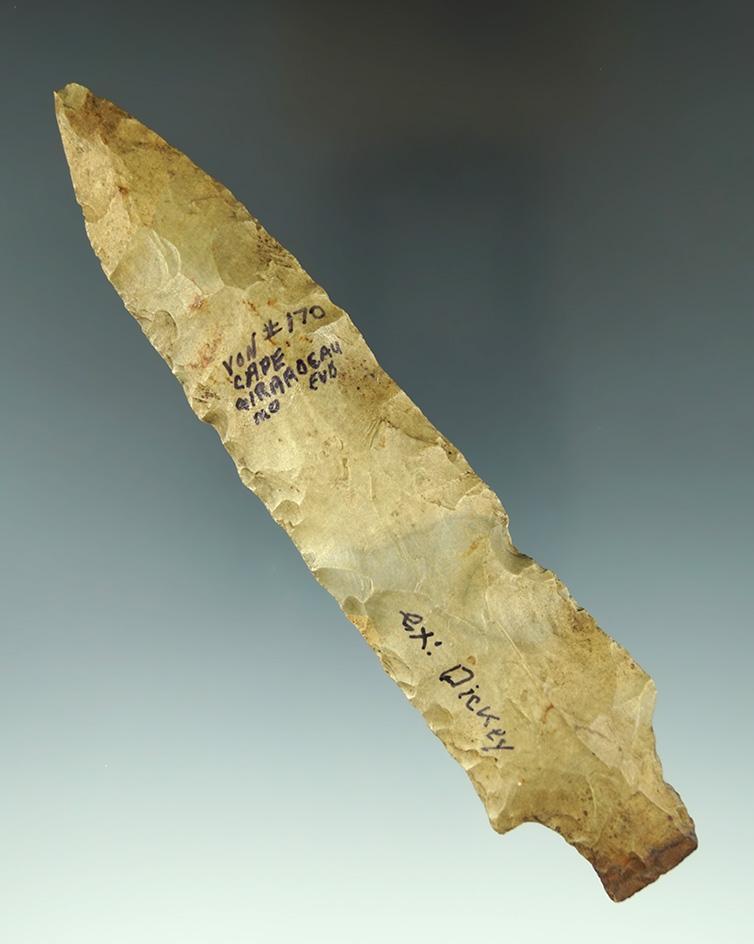 5 1/2" heavily patinated Etley Knife found in Cape Girardeau Missouri. Ex. Jerry Dickey.