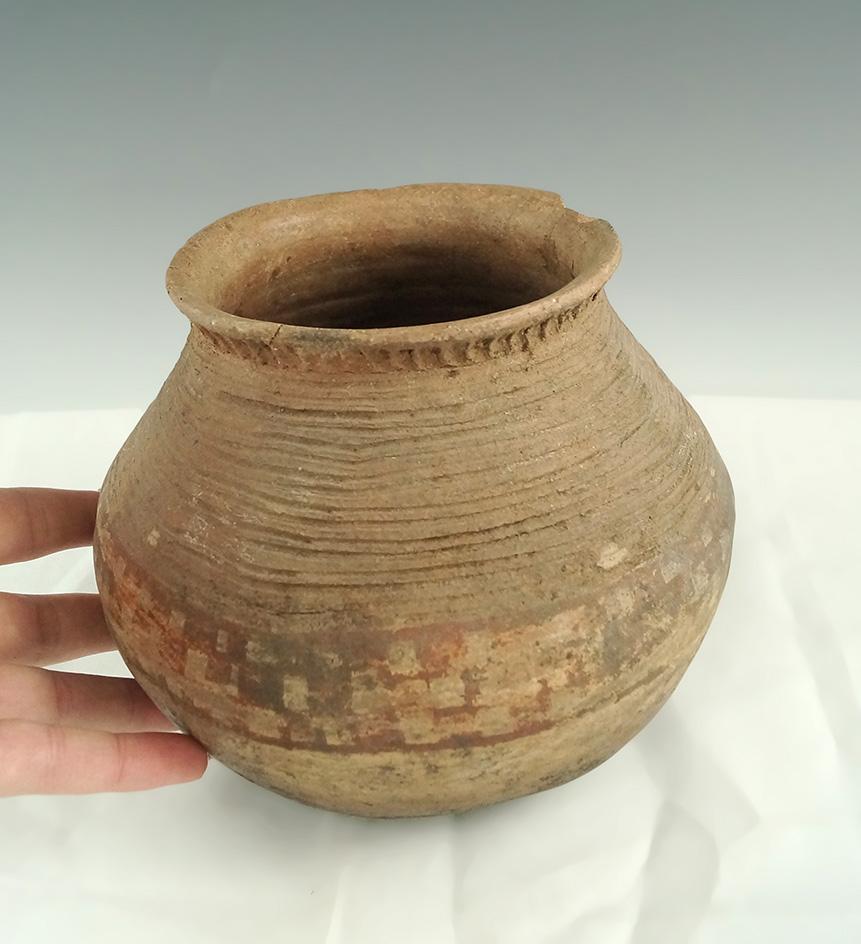 5 1/2" Hohokam pottery vessel found in central Arizona. Some original paint on exterior.