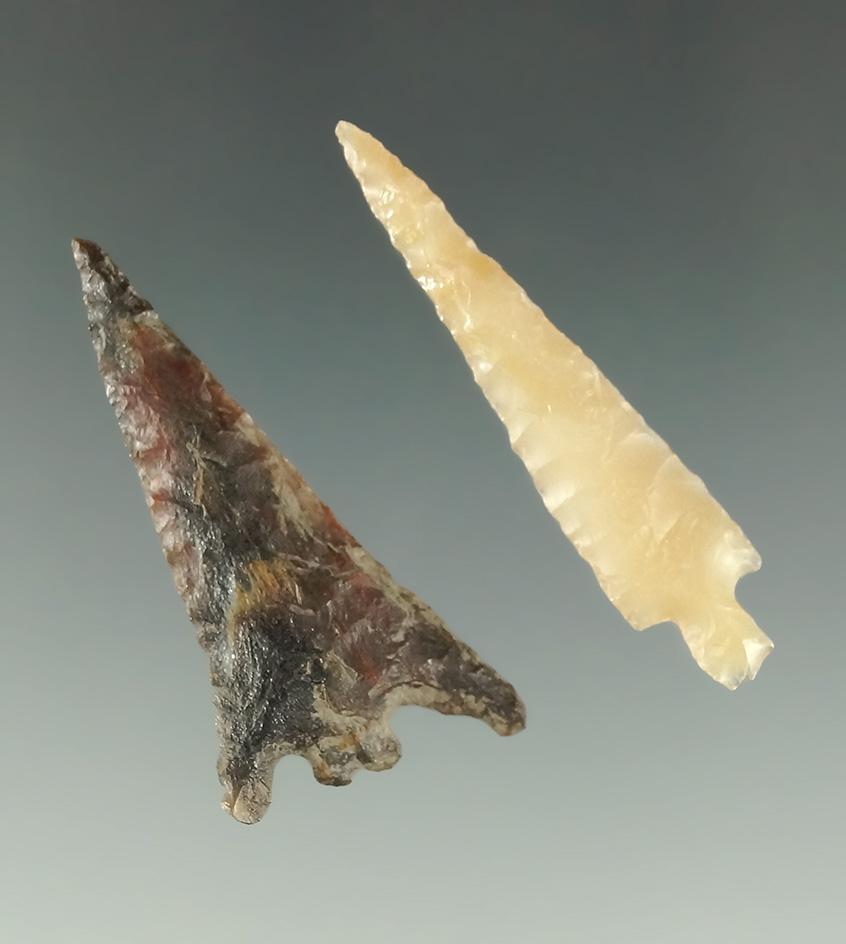Pair of Columbia River arrowheads including a 1 7/16" Columbia Plateau and a Rose Springs.