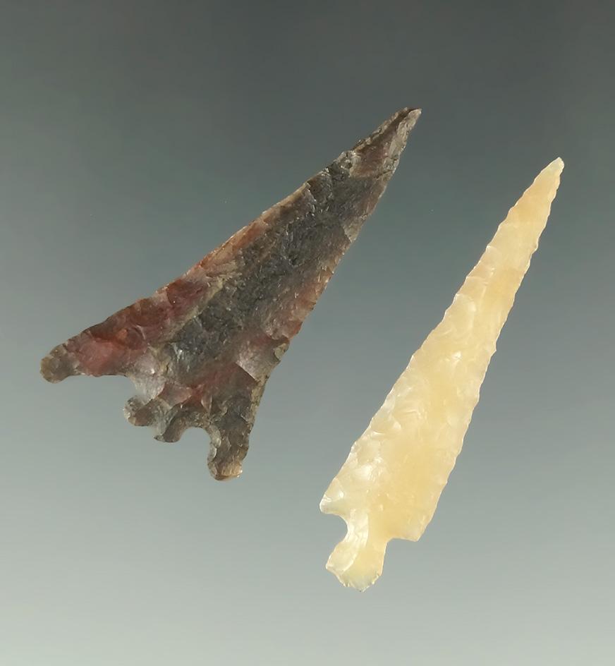 Pair of Columbia River arrowheads including a 1 7/16" Columbia Plateau and a Rose Springs.