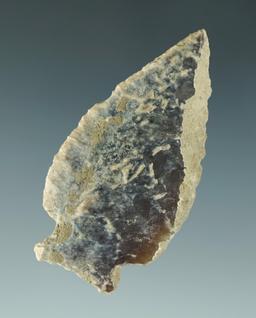 Heavily patinated 2 1/16" Knife River Flint point found in the Dakotas.