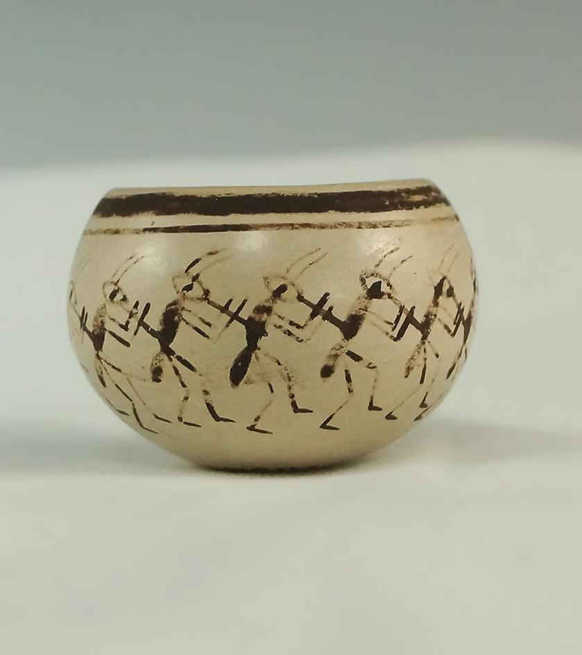 Very unique Hopi Nampeyo miniature! 1 9/16" wide miniature pottery vessel.