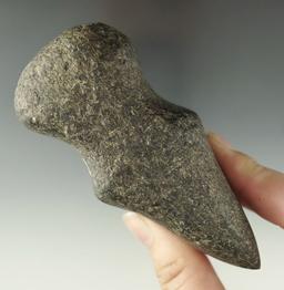 4 1/16" long 3/4 grooved Hardstone Axe found in West Virginia.