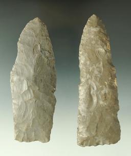 pair of large Flint Blades found in Ohio, the largest is 4 13/16" and has several spots of restorati