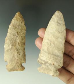 Pair Archaic Knives found in Ohio, largest is 3 9/16".