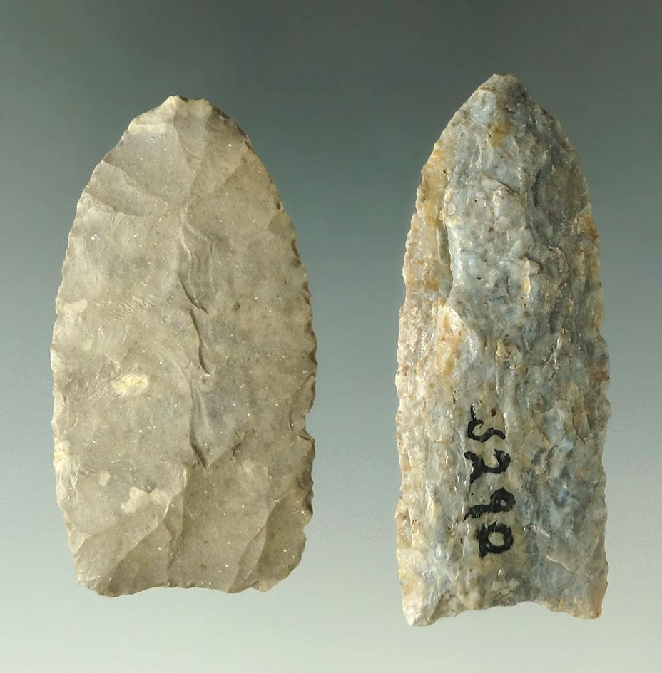 Pair of Paleo points found in Ohio, largest is 2 3/16".