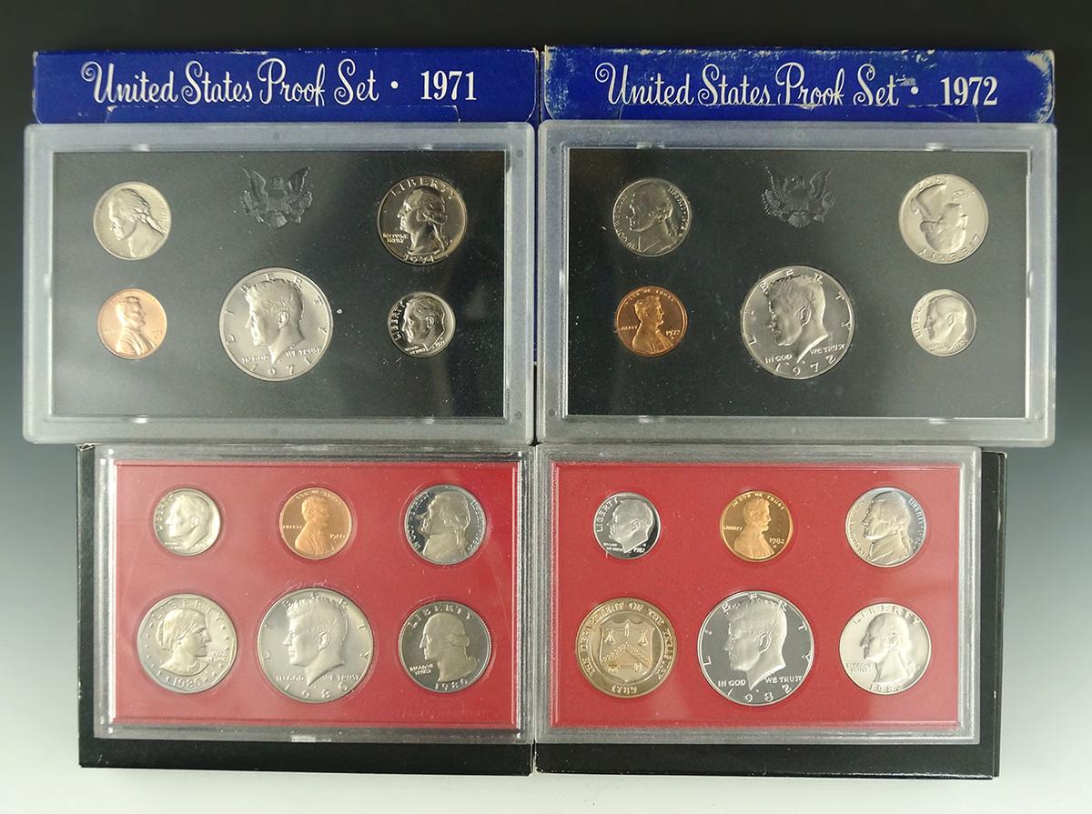 1971, 1972, 1980 and 1982 Proof Sets in Original Boxes