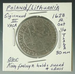 1623 Poland / Lithuania Sigismund III ¼ Thaler F+