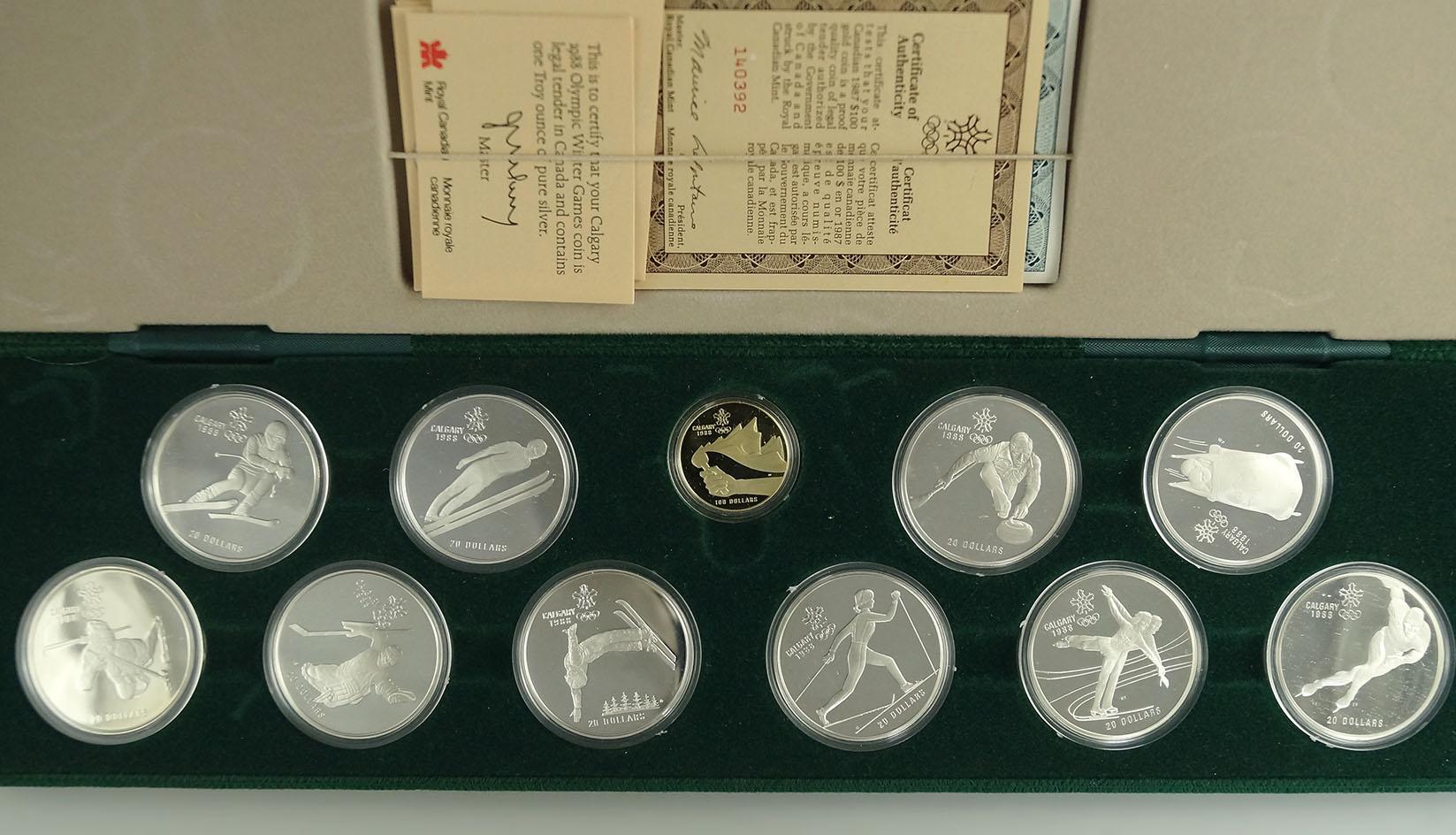 Canada 1988 Olympic 9 Coin Proof Set in Original Box with COA’s