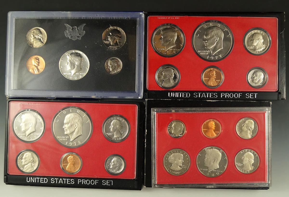 1968, 1977, 1978 and 1980 Mint Sets in Original Envelopes