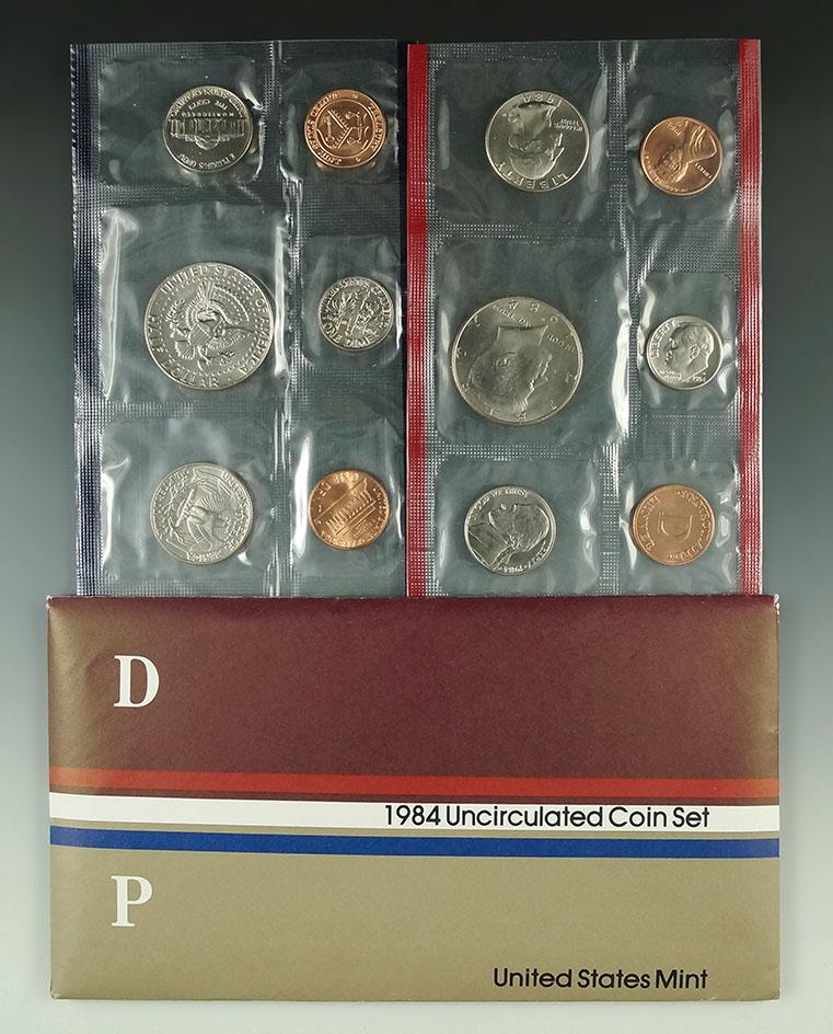 1984, 1985, 1986 and 1987 mint Sets in Original Envelopes