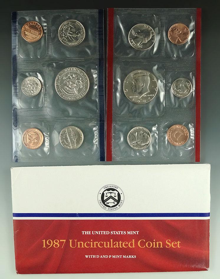 1984, 1985, 1986 and 1987 mint Sets in Original Envelopes