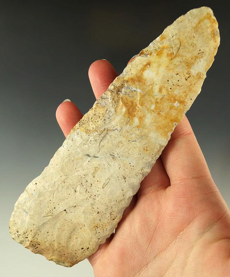 Large 6" long Archaic Blade with nice mineral deposits - Holmes County Ohio Ex. Dr. Jim Mills.