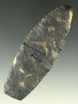3 3/4" Coshocton Flint Paleo Lanceolate found in Licking County Ohio. Ex. Dr. Jim Mills.