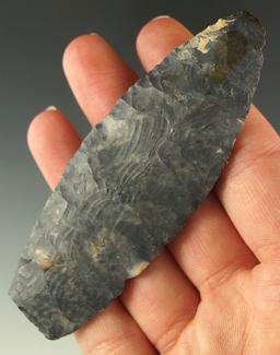 3 3/4" Coshocton Flint Paleo Lanceolate found in Licking County Ohio. Ex. Dr. Jim Mills.