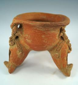 Tripod bowl with fish effigy legs - Chiriqui culture, Panama/Costa Rica area. Intact condition.