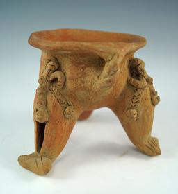 Tripod bowl with fish effigy legs - Chiriqui culture, Panama/Costa Rica area. Intact condition.