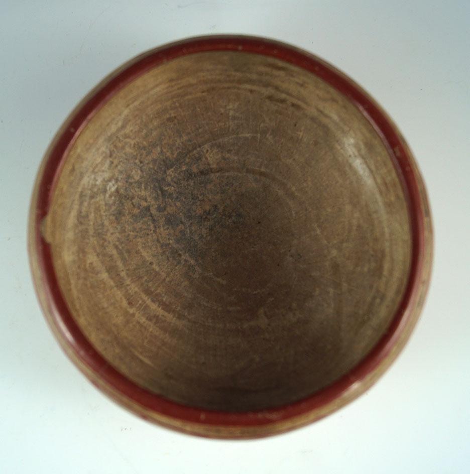 Chupicuaro polychrome bowl that is 5 1/2" diameter found in the Guanajuato, Mexico area. Solid.