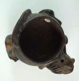 Mayan blackware monkey effigy bowl that is 5 1/2" wide with minor restoration. Ex. Robert Sonn