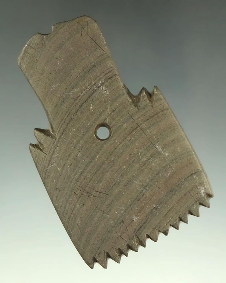 Unique 2 13/16" Fringed Hopewell Shovel Pendant  found in Richland Co., Ohio. Ex.  Doug Hooks.
