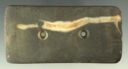 3 11/16" Hopewell Rectangular Gorget found in Trumbull Co., Ohio. Ex. William Platt - pictured!