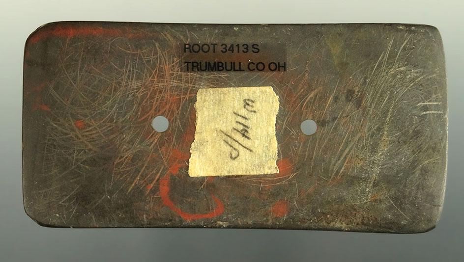3 11/16" Hopewell Rectangular Gorget found in Trumbull Co., Ohio. Ex. William Platt - pictured!
