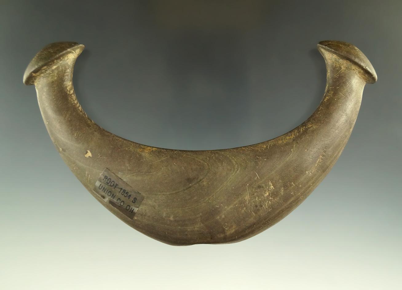 Sale highlight 5 7/8" Knobbed Crescent found by Jim Knight in Washington, Union Co., Ohio. Pictured.