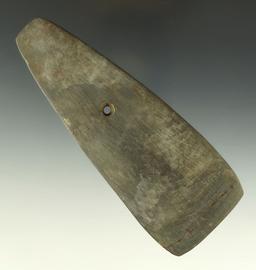 Thin 4 13/16" Hopewell Trapezoidal Pendant found in Richland Co., Ohio. Ex. Currie, Marvin Gilley.