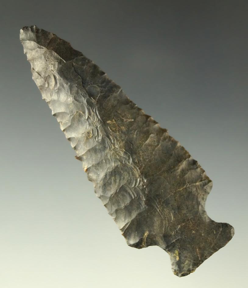 3 1/4" Coshocton Flint Fishspear found in Coshocton County Ohio. Comes with a Bennett COA.