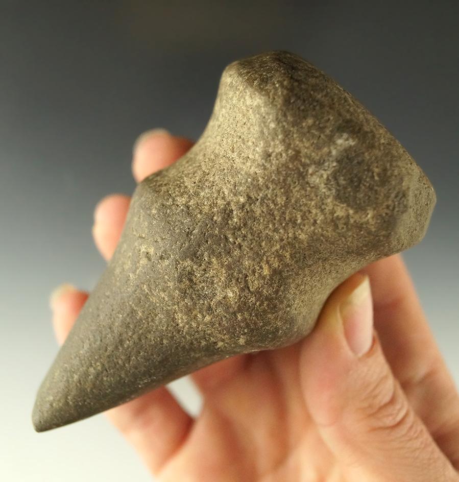 Well styled 3 5/16" long 3/4 grooved Axe with damage to the bit area found in southern Ohio.