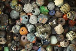 Large group of unique old glass beads from the Middle East.