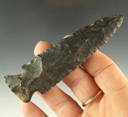 3 7/8" Archaic Fishspear with good patina found near Columbus, Franklin County, Ohio.