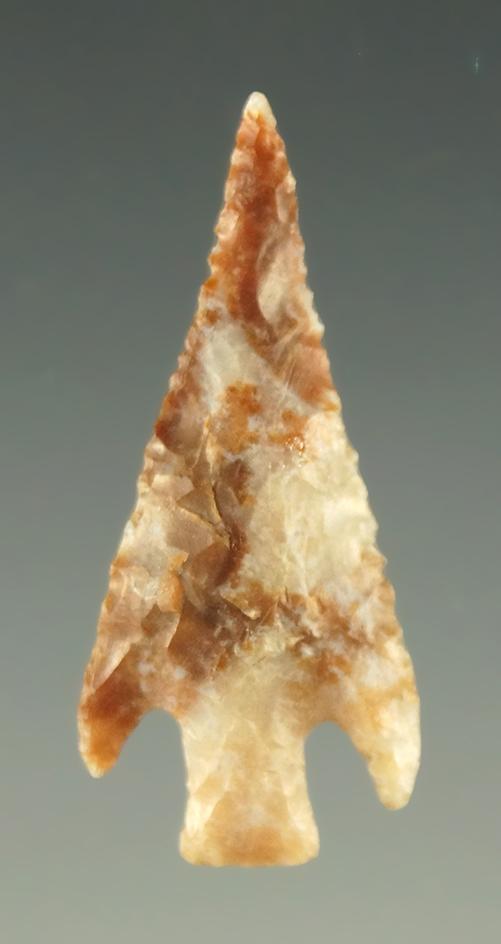 Beautifully flaked 1 1/16" Alibates Flint Bird Point found in Texas.