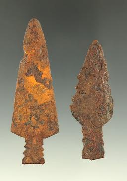 Pair of steel trade points found in Kansas, largest is 2 11/16".