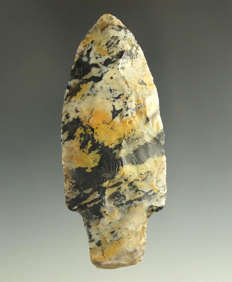 3 3/16" Early Adena made from beautiful Coshocton Flint with a rare color pattern - pictured!