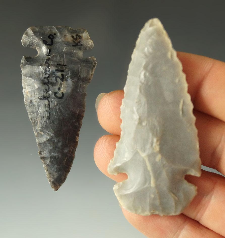 Pair of Dovetails found in Ohio, one is Coshocton, the other is Flint Ridge Flint. Largest is 2 1/2"