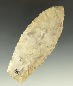 Excellent style on this 4" Paleo Lanceolate found in Holmes Co., Ohio. Ex. Miller, Smedal.