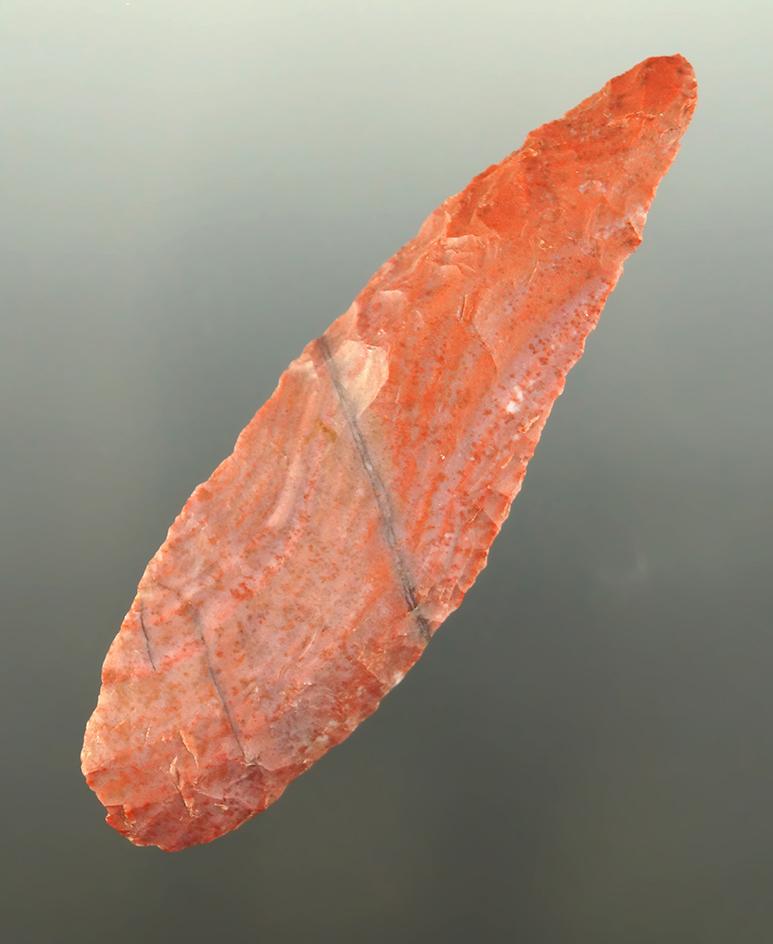 3" Harahey Knife - attractive red Alibates chert found in Northwest Texas. Rogers COA.