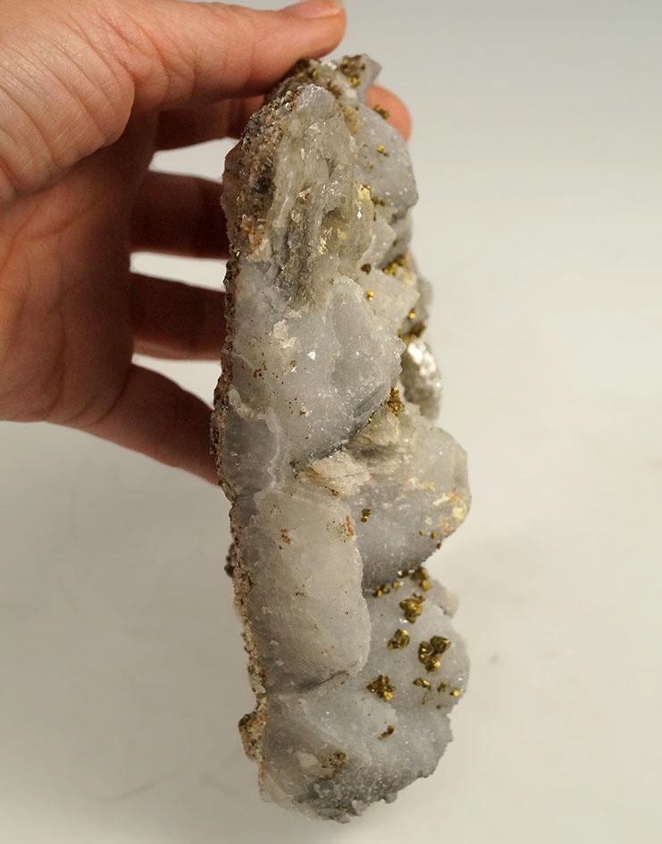 Nice! 5 1/4" wide Calcite/Pyrite and Druzy Quartz crystals found in Peru.