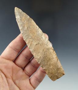 4 9/16" Paleo Lanceolate made from Logan County chert found Logan County Ohio. Ex. Thiebeau.
