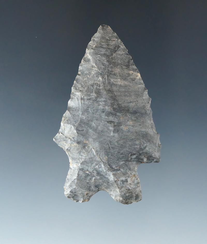 2 9/16" Coshocton Flint Bifurcate found in Richland County Ohio. Ex. John Masters collection.