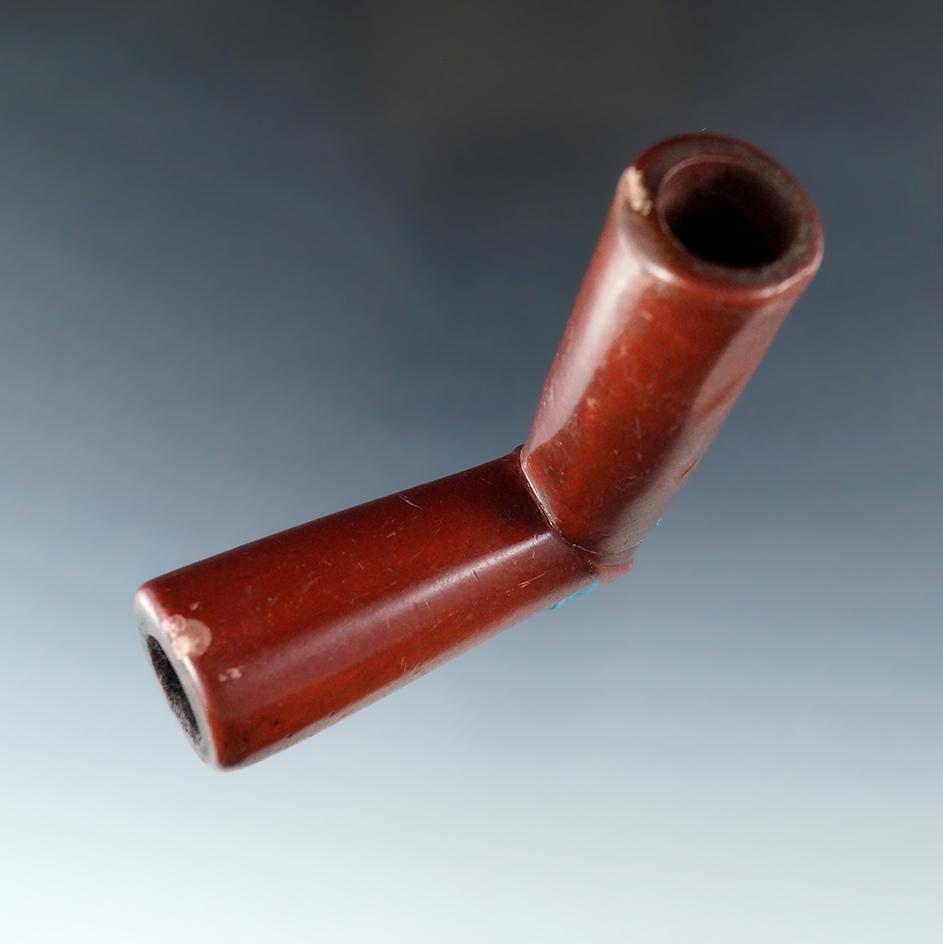 Nice! 3 1/8" circa 1800s Catlinite Pipe found in the Plains region, broken and glued near elbow.