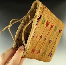 7" by 6" Corn Husk Bag, in excellent condition with attractive geometric designs.