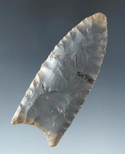 2 7/8" Paleo Fluted Clovis made from Hornstone found in Harrison County Indiana. COAs. Pictured.